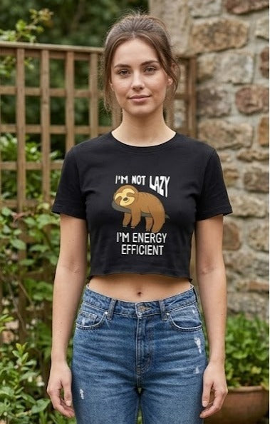 I'M Not Lazy - Crop Top- Black