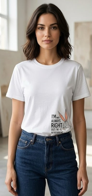 Never Wrong - Unisex Half Sleeves T-Shirt - White