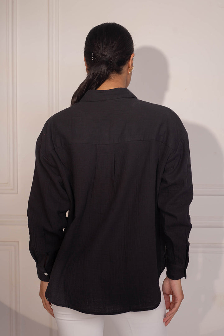 Celesta Oversize Shirt: Black