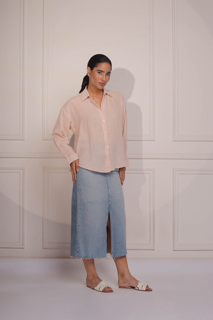 Celesta Oversize Shirt: Powder Pink