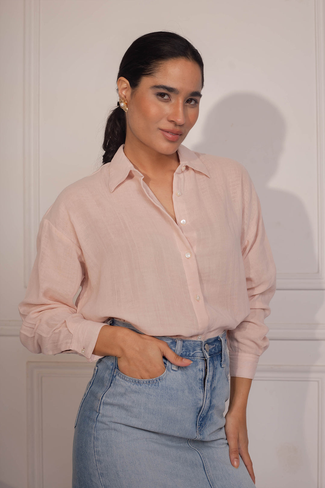 Celesta Oversize Shirt: Powder Pink