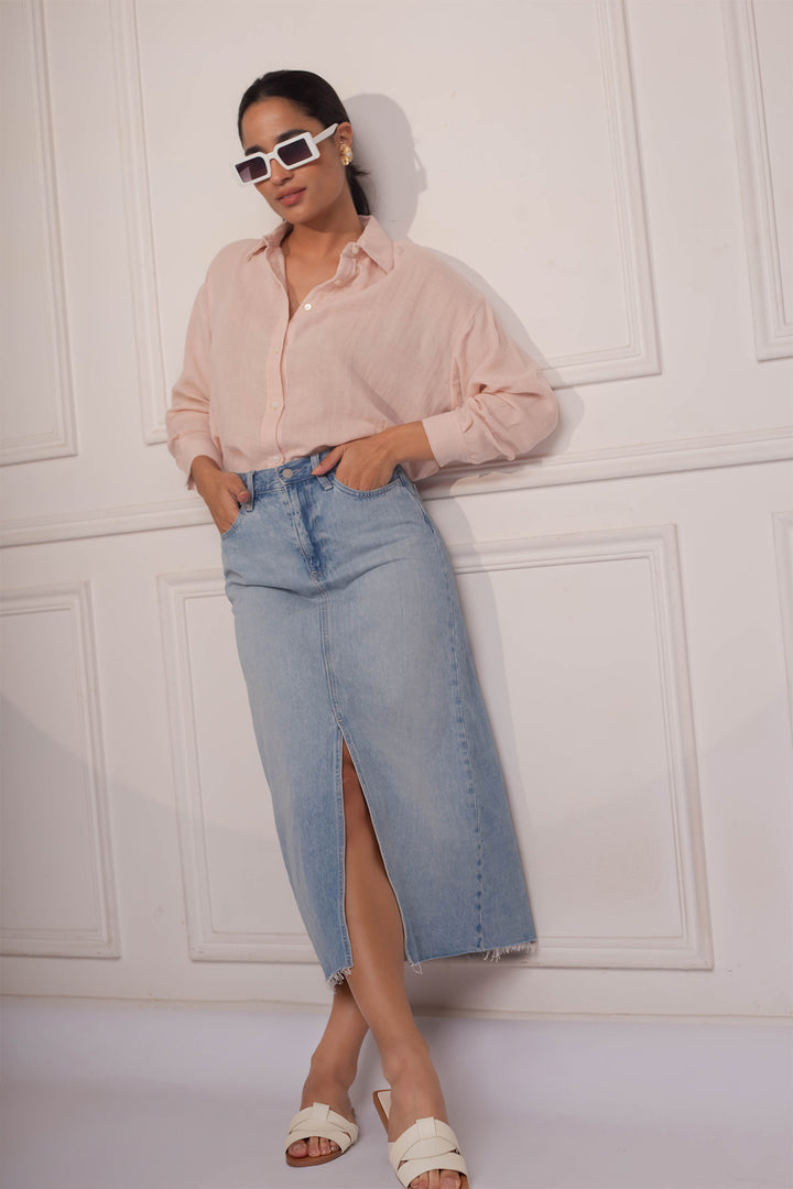 Celesta Oversize Shirt: Powder Pink