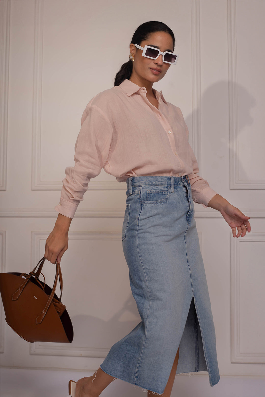 Celesta Oversize Shirt: Powder Pink