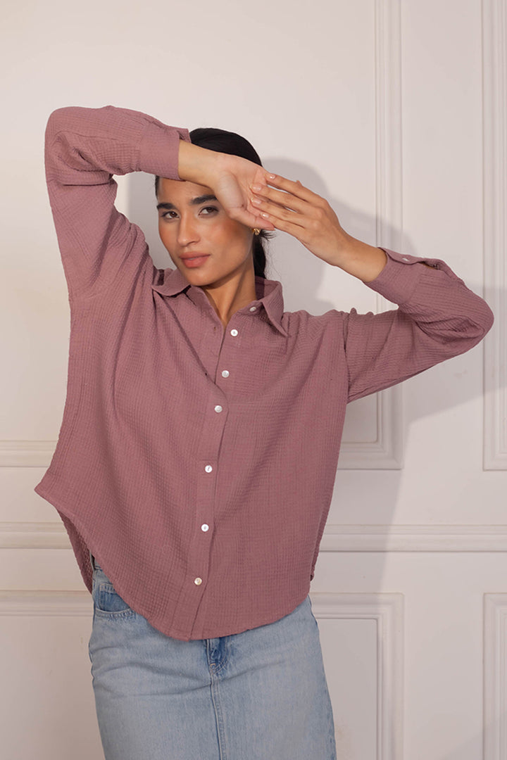 Celesta Oversize Shirt: Onion Pink