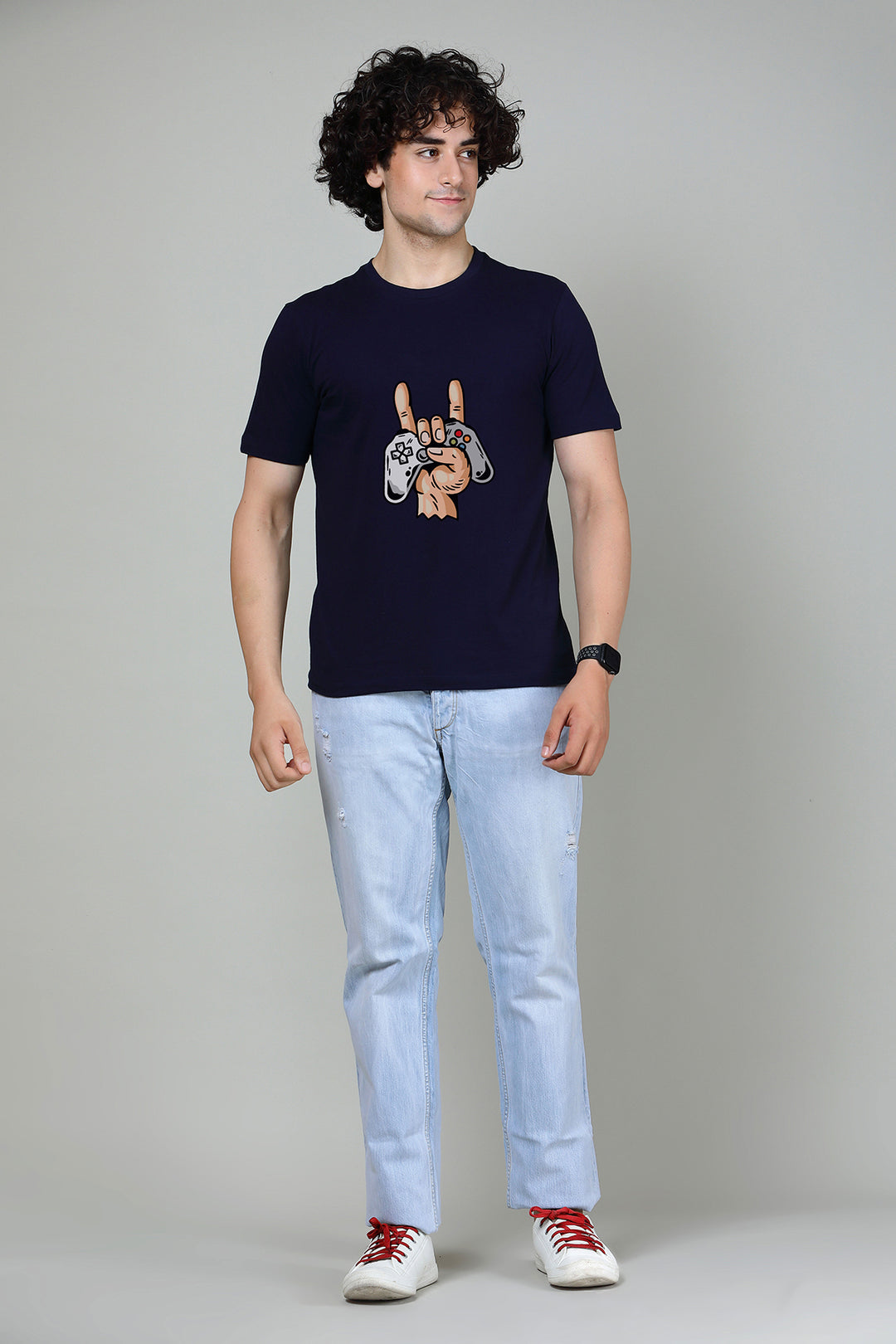 Modern Gamepad-Printed Half sleeves Tee