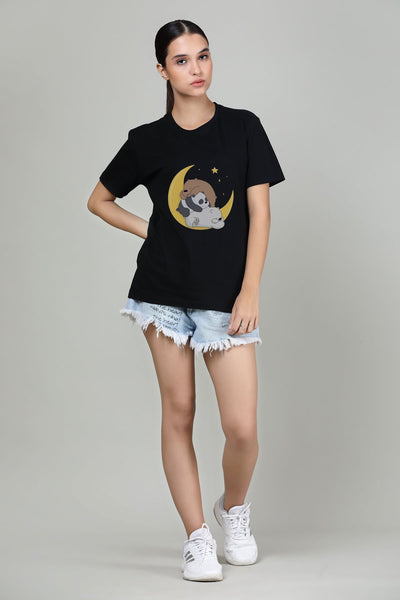 SLEEPY BEARS ON MOON - Printed Half sleeves T- Shirt