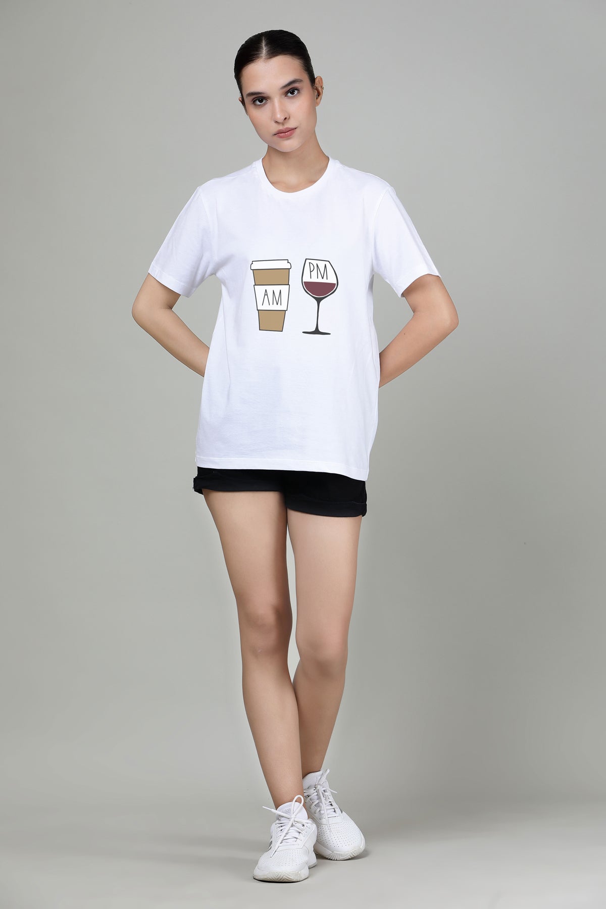 AM PM Radiant White - Printed Half sleeves T- Shirt