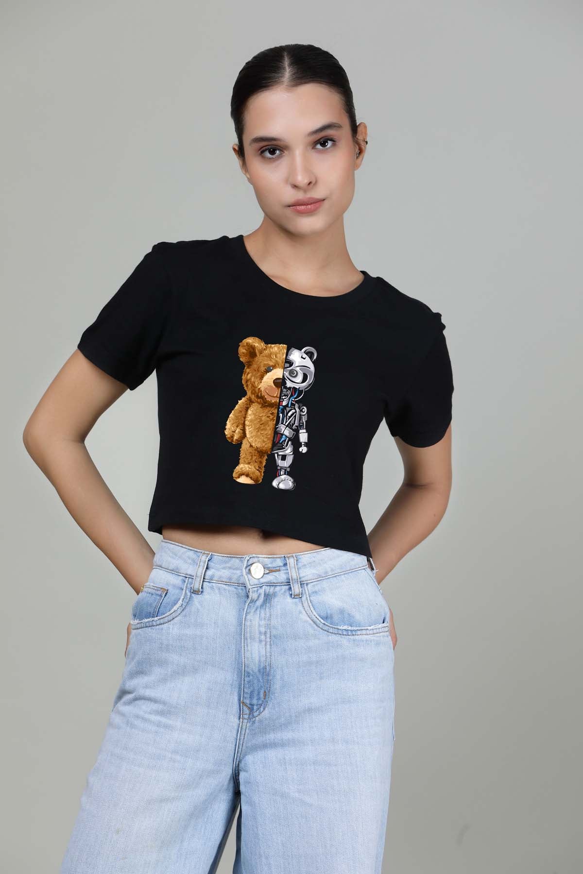 Robo Teddy Printed Crop Top