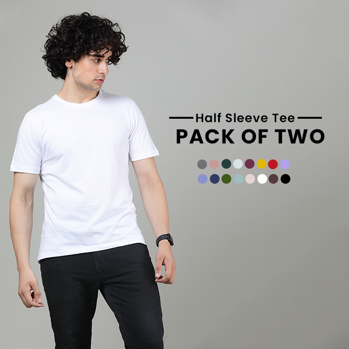 Pack of 2 Men Half Sleeve T-shirt