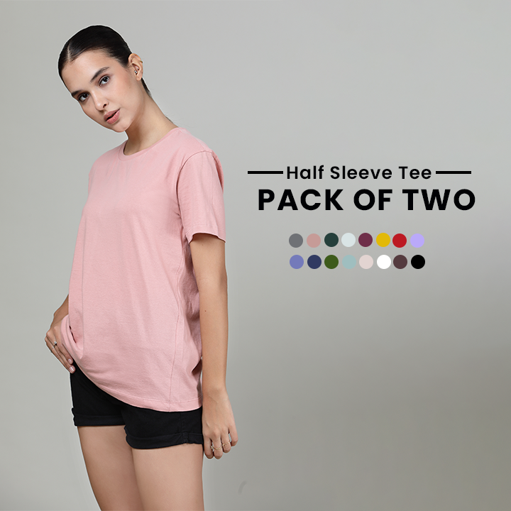 Pack of 2 Women Half Sleeve T-Shirt