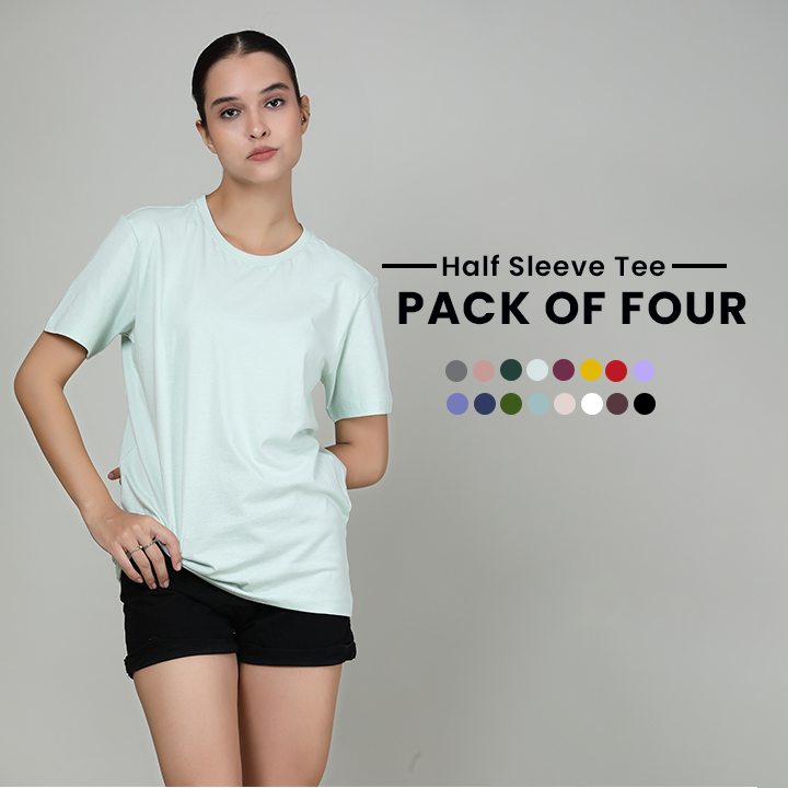 Pack of 4 Women Half Sleeve T-Shirt