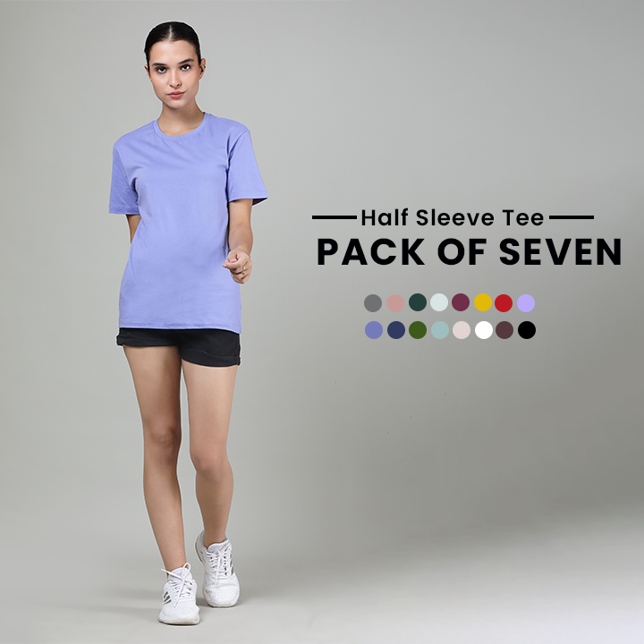 Pack of 7 Women Half Sleeve T-Shirt
