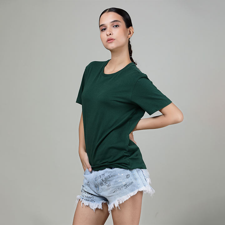 Bottle Green - Womens Half sleeves T- Shirt